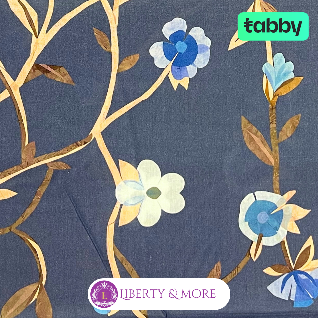 Blue Rose branchs fabric