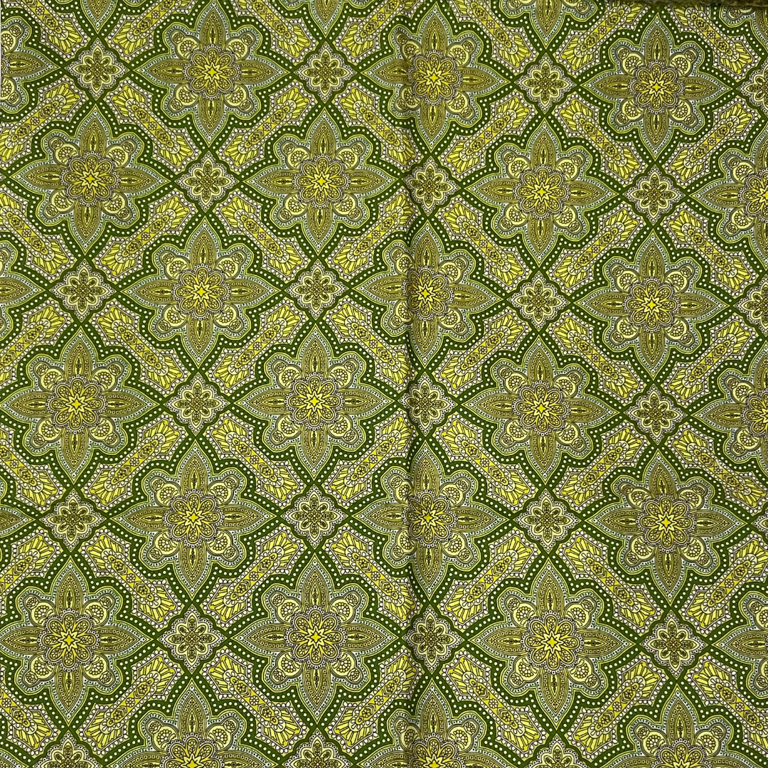 Geometric floral pattern -olive green