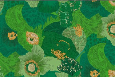 Nourished florals green cotton fabric