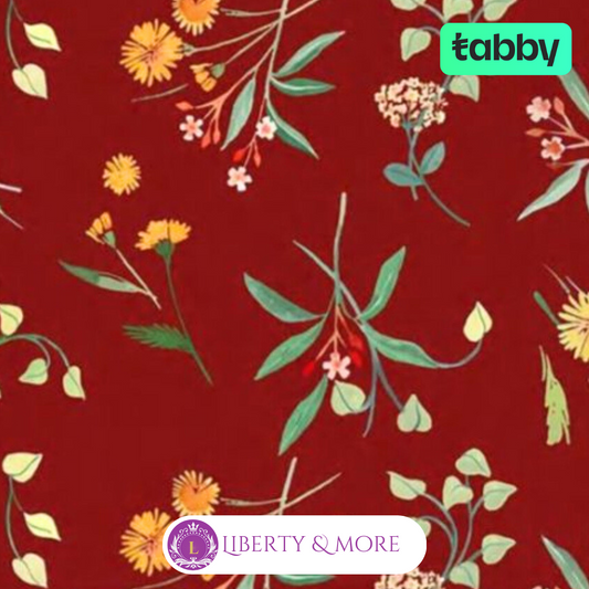 Reddish brown floral fabric