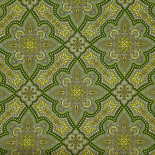 Geometric floral pattern -olive green