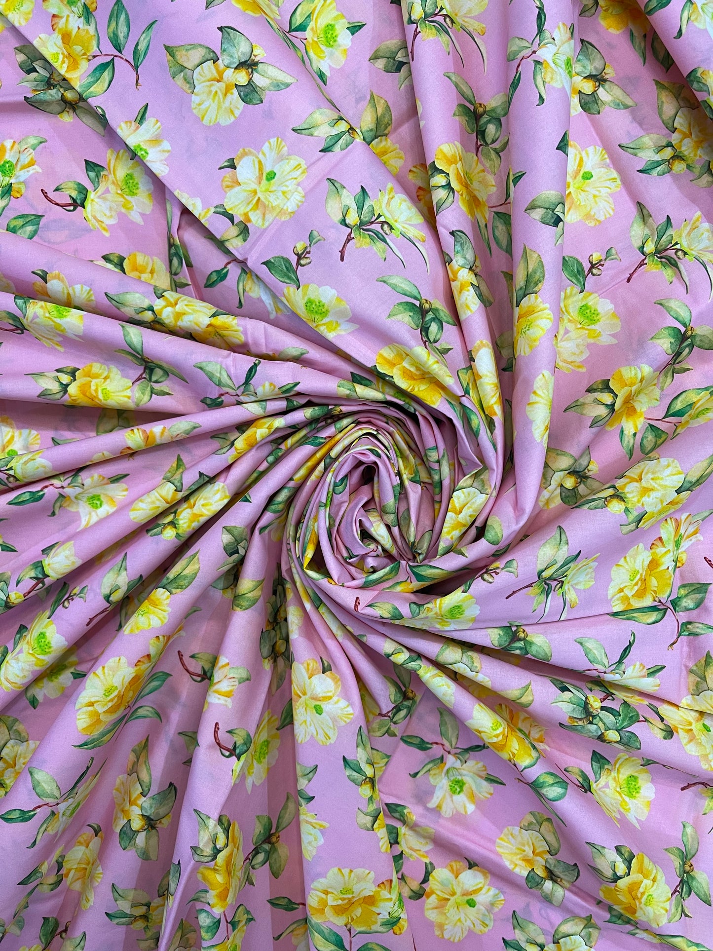 Barbie pink floral fabric