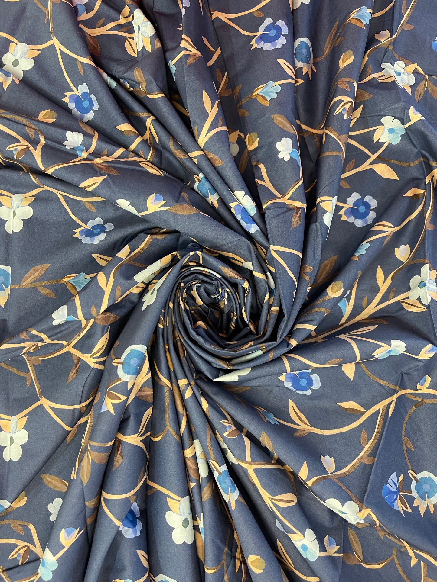 Blue Rose branchs fabric