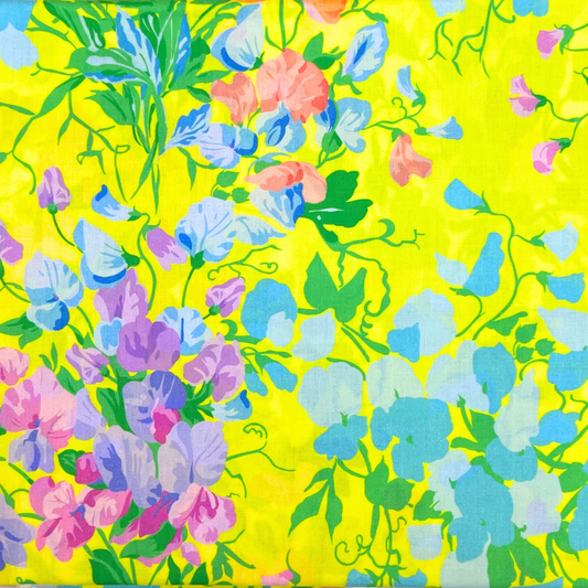 Vibrant Floral Harmony on bright yellow fabric