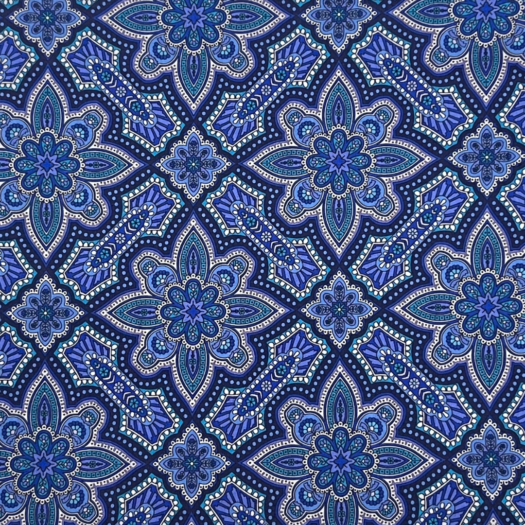 Geometric floral pattern -Dark blue