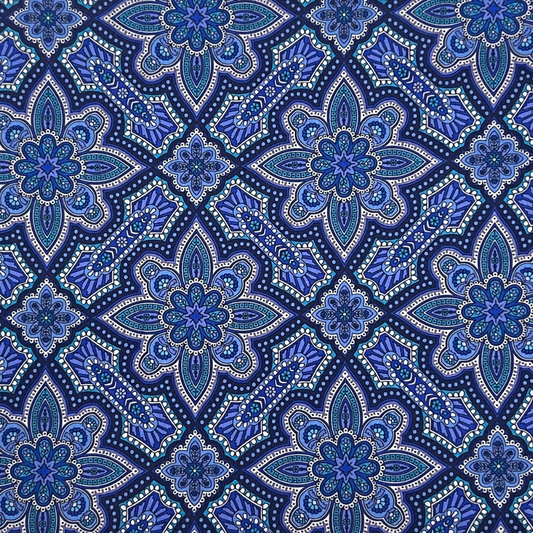 Geometric floral pattern -Dark blue