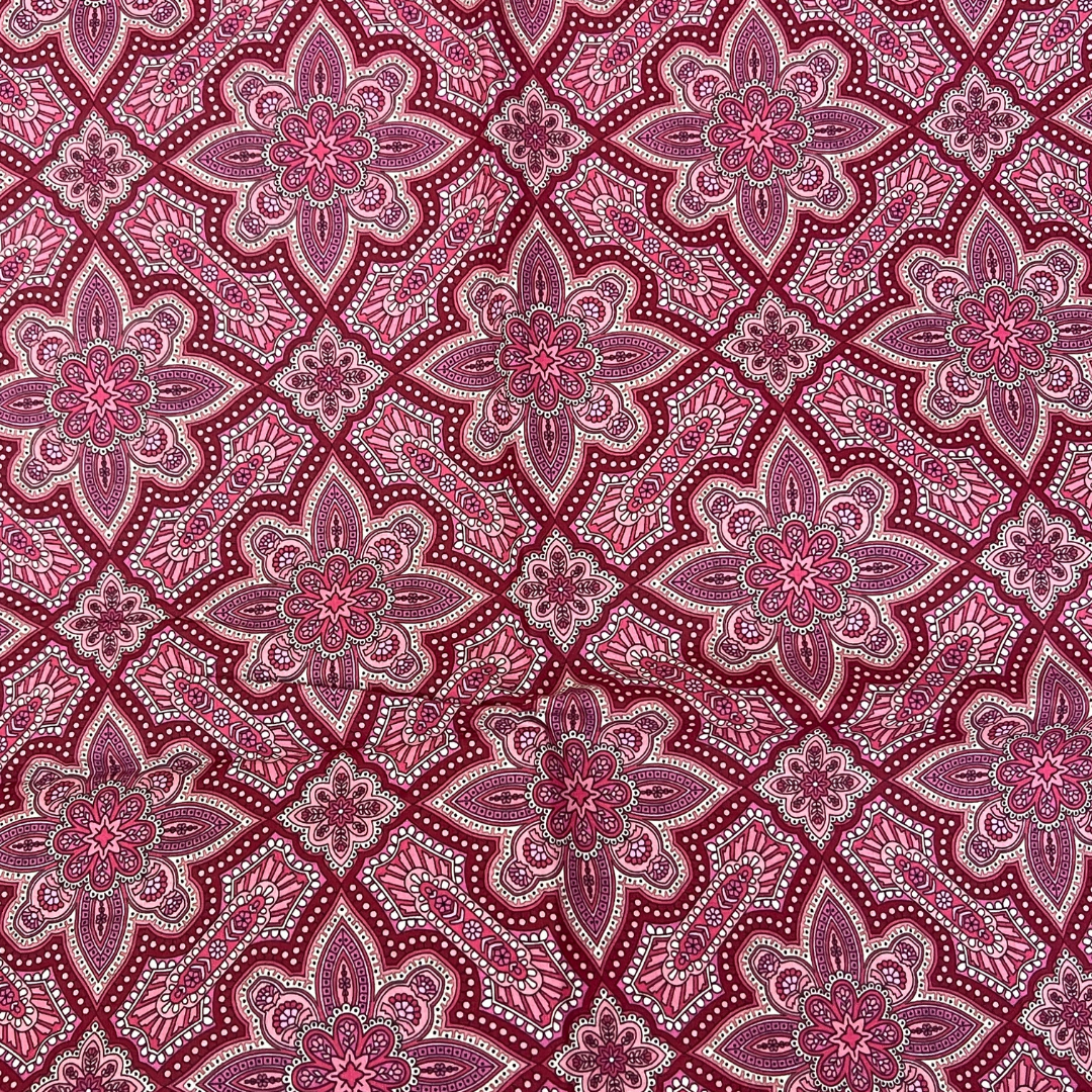 Geometric floral pattern -Raspberry