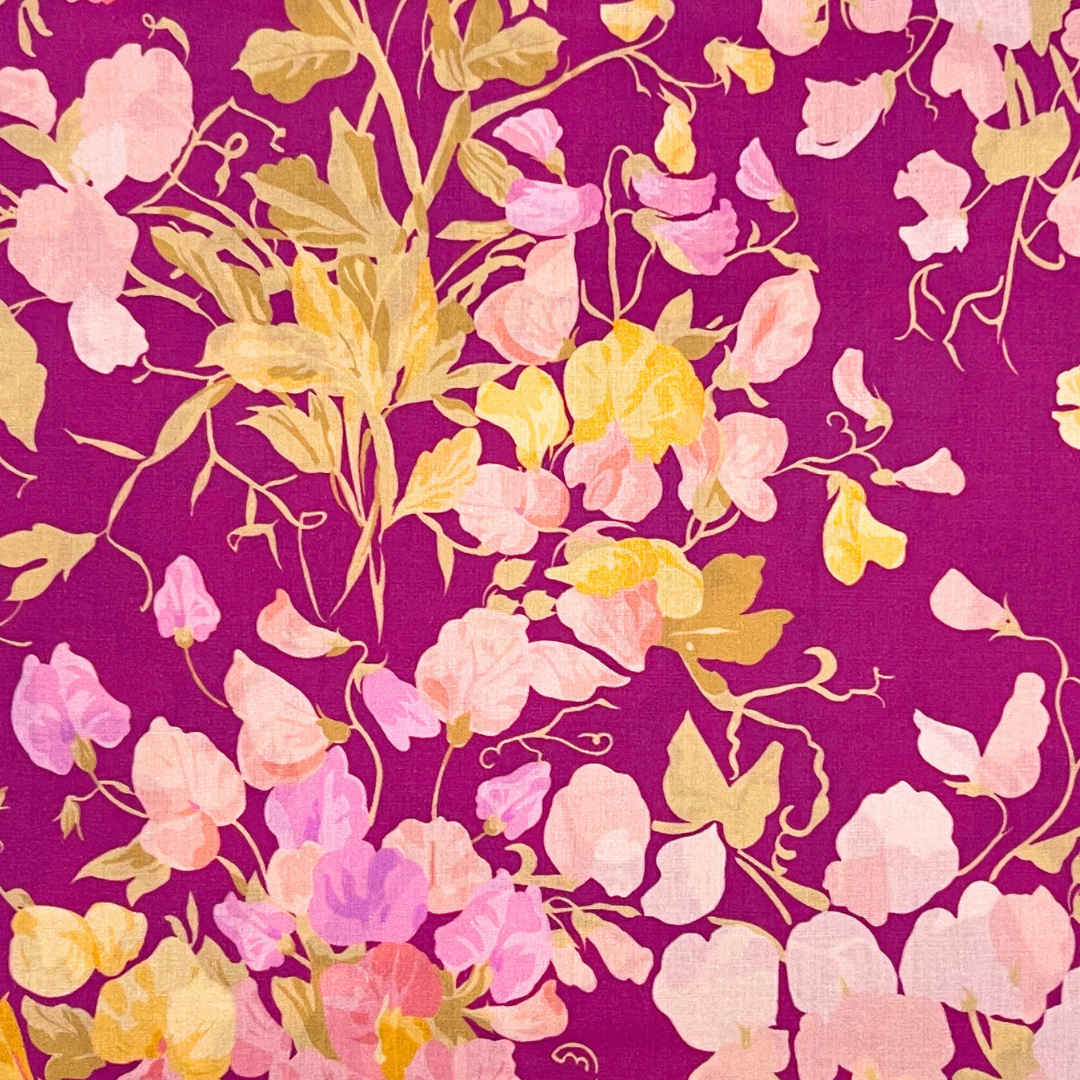 Vibrant Floral Harmony on deep burgundy fabric