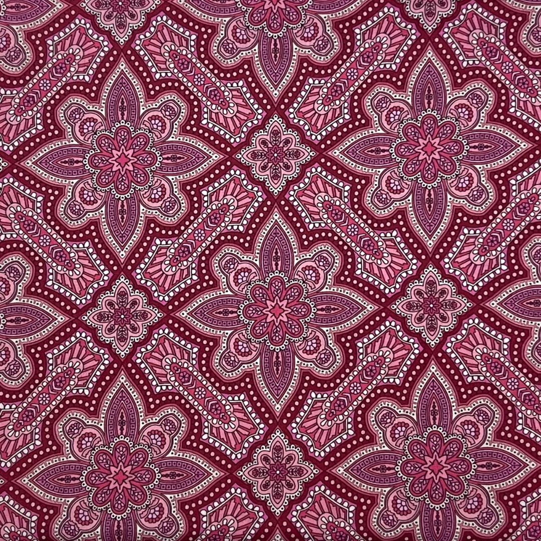 Geometric floral pattern -Raspberry