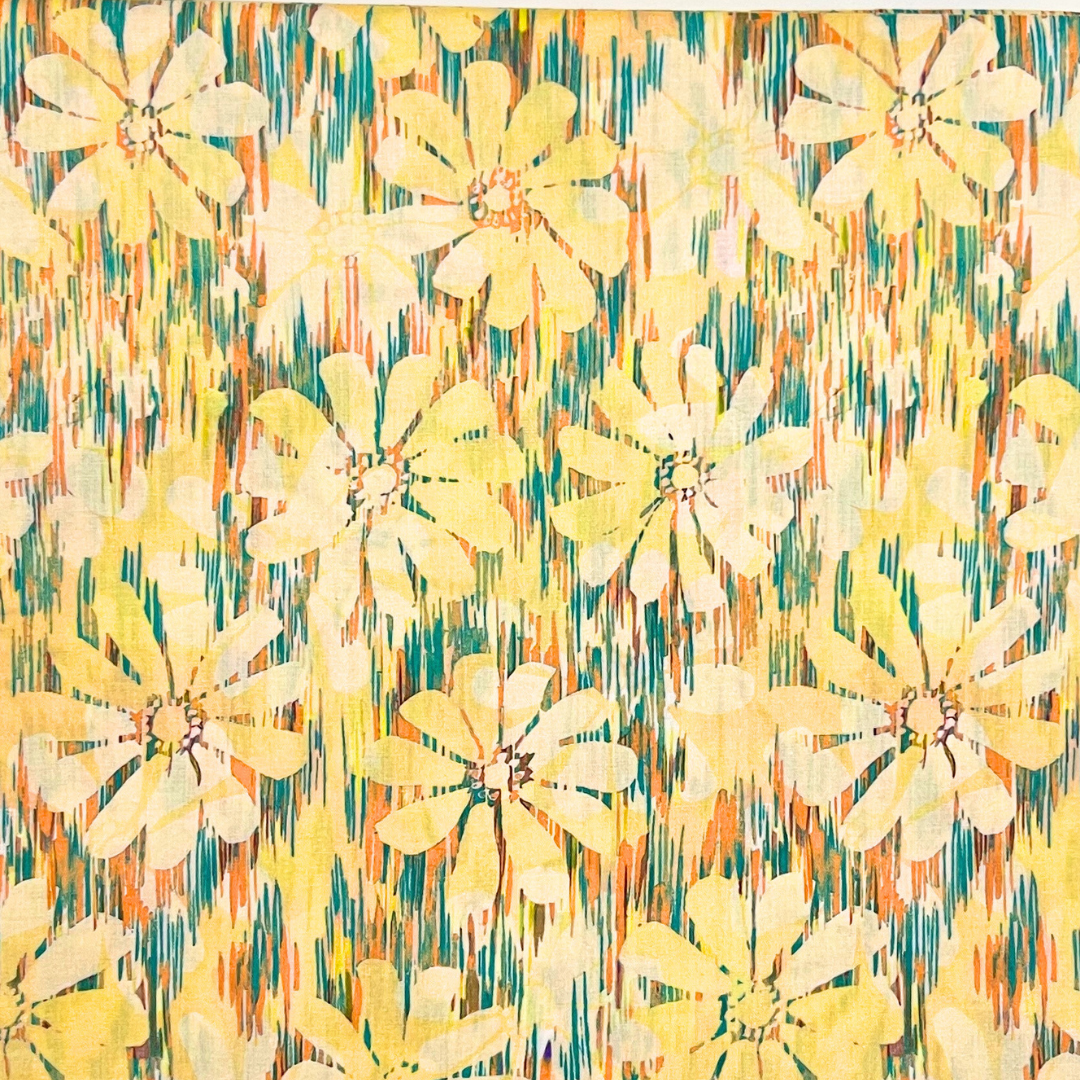 Flower-full yellow on green  pattern